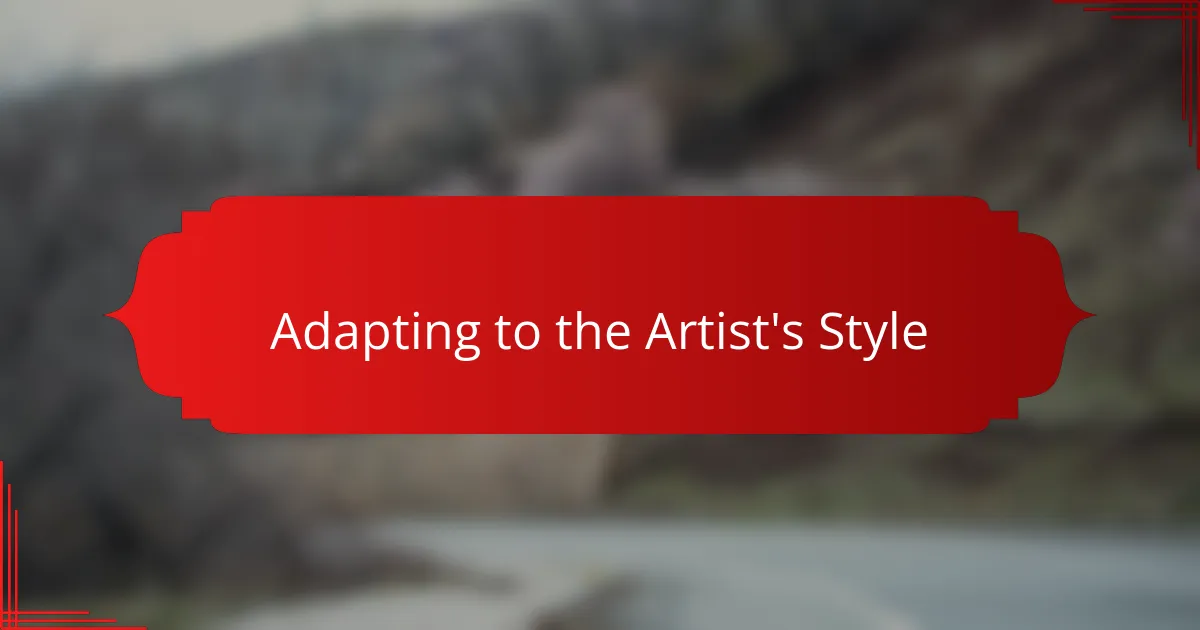 Adapting to the Artist's Style