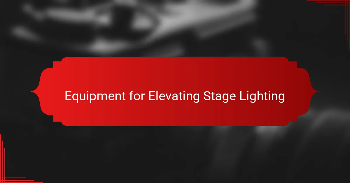 Equipment for Elevating Stage Lighting