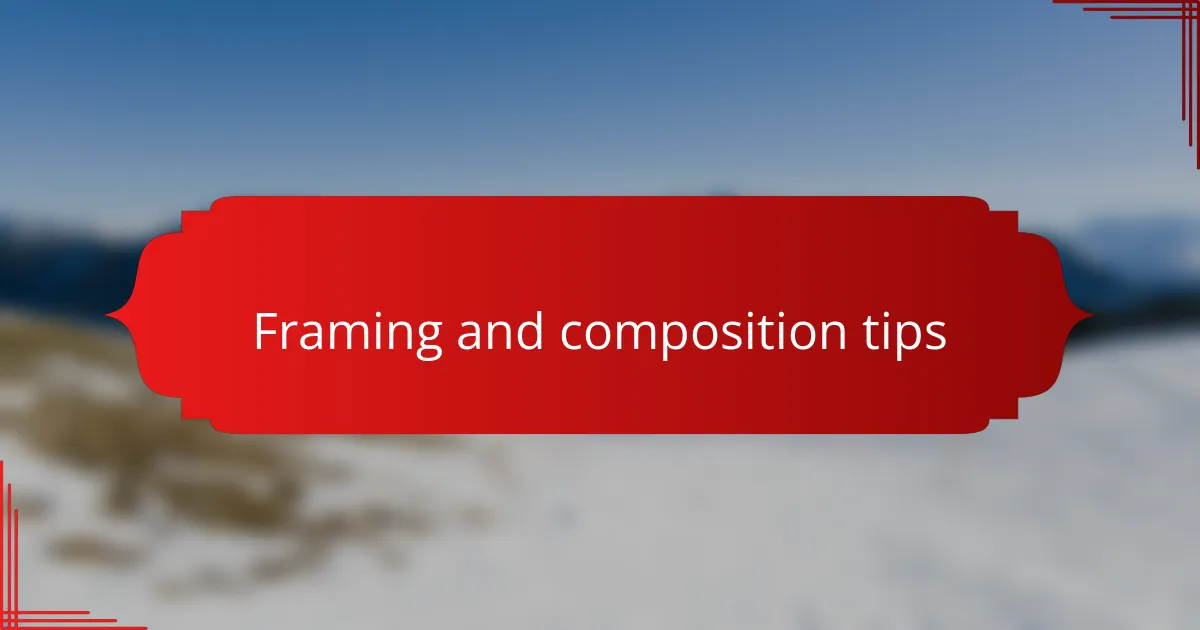 Framing and composition tips