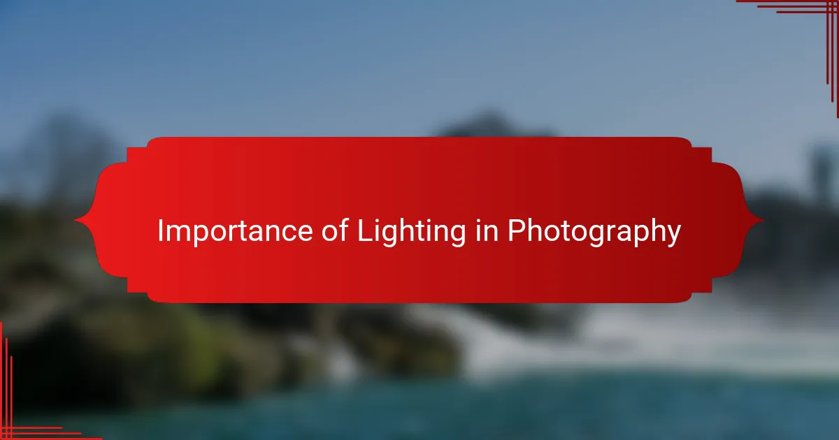 Importance of Lighting in Photography