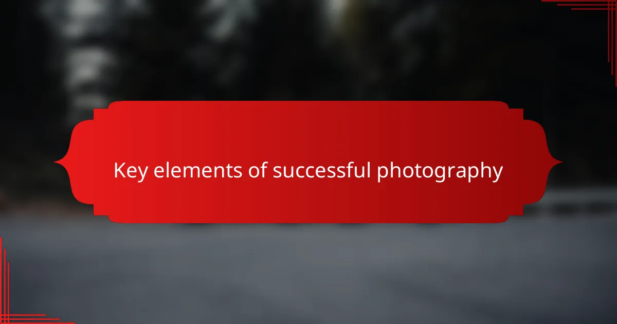 Key elements of successful photography