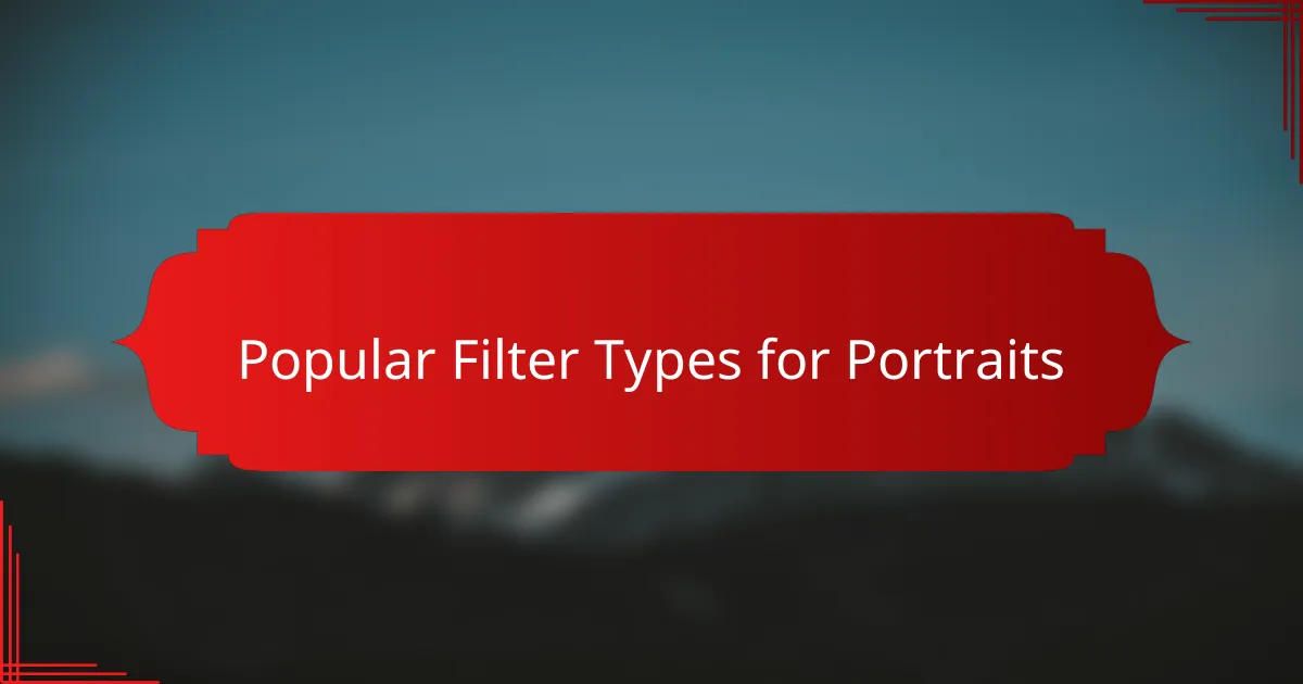 Popular Filter Types for Portraits