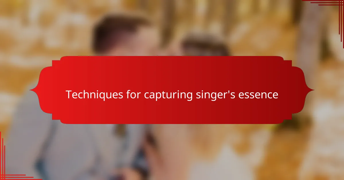Techniques for capturing singer's essence