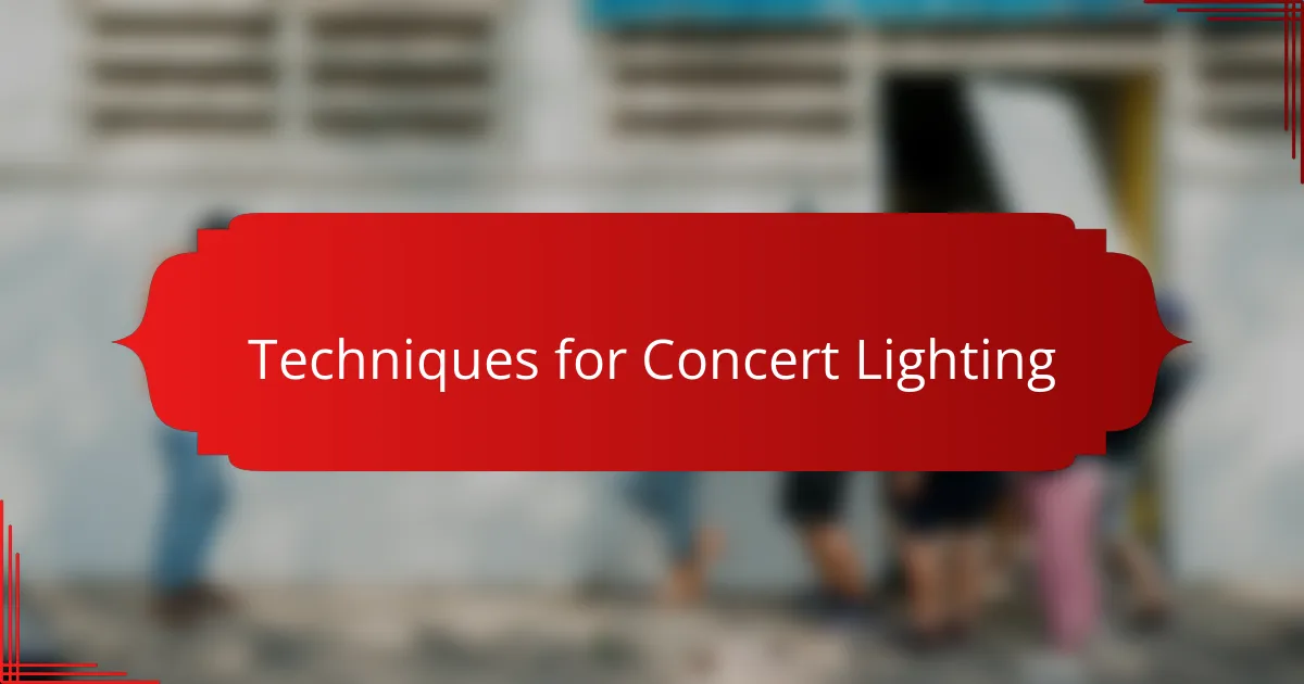 Techniques for Concert Lighting