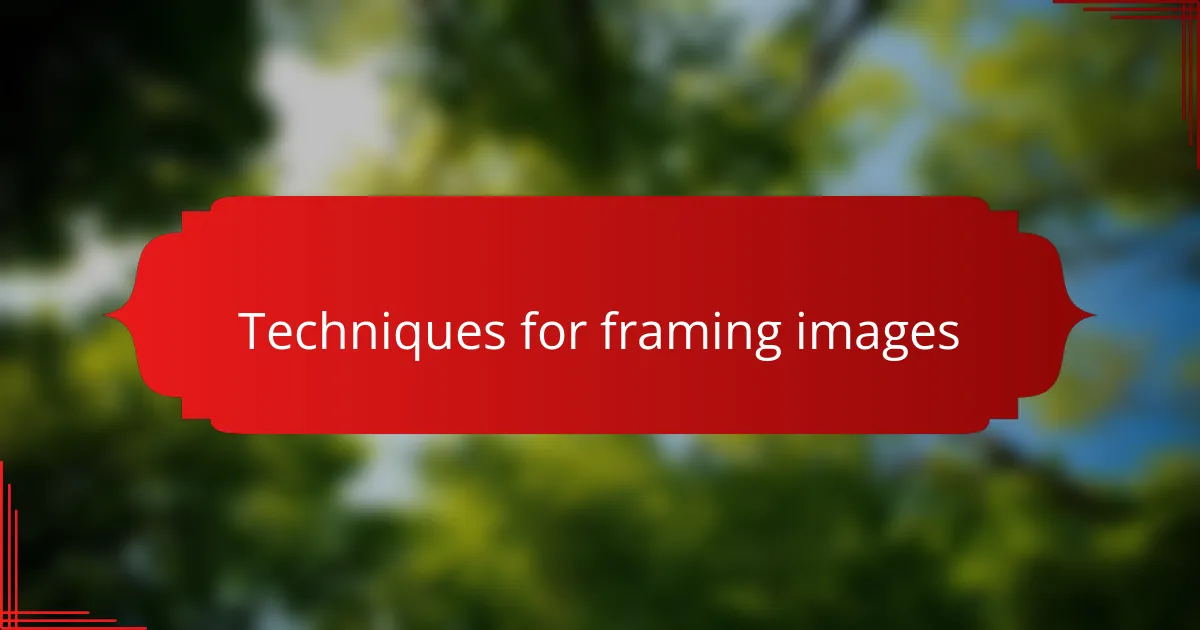 Techniques for framing images