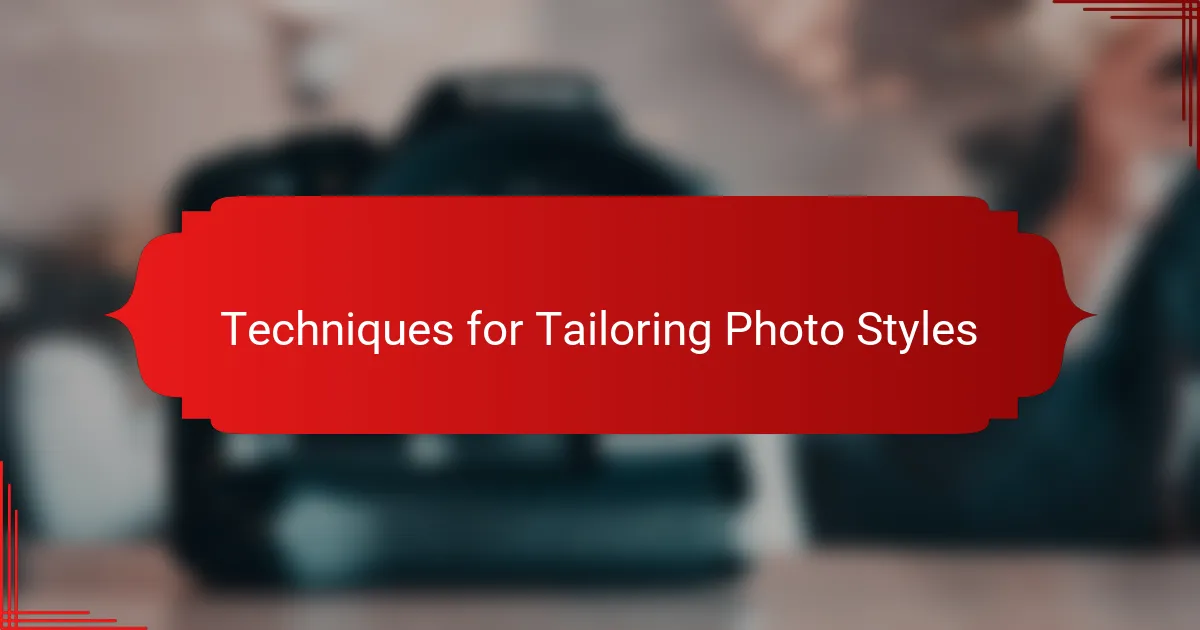 Techniques for Tailoring Photo Styles