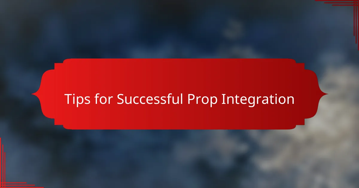 Tips for Successful Prop Integration